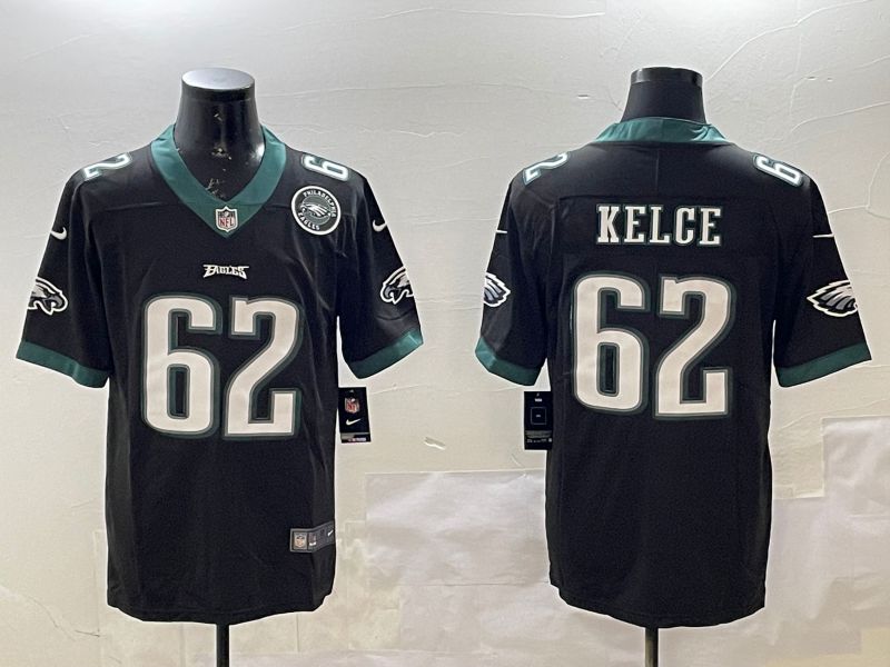 Men Philadelphia Eagles #62 Kelce Black Second generations 2025 Nike Vapor Limited NFL Jersey style 3->philadelphia eagles->NFL Jersey